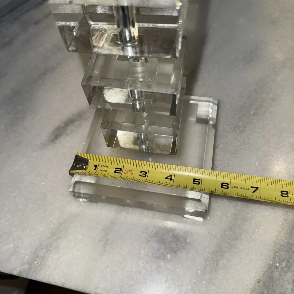 Amazing‎ 1970's Rare Vintage MCM Lucite Stacked Square Table Lamp GW997